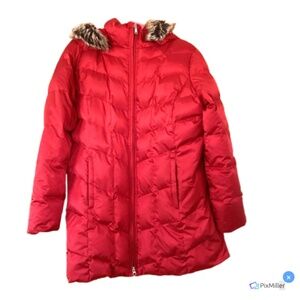 Lands End Womens Red Puffer Jacket, L